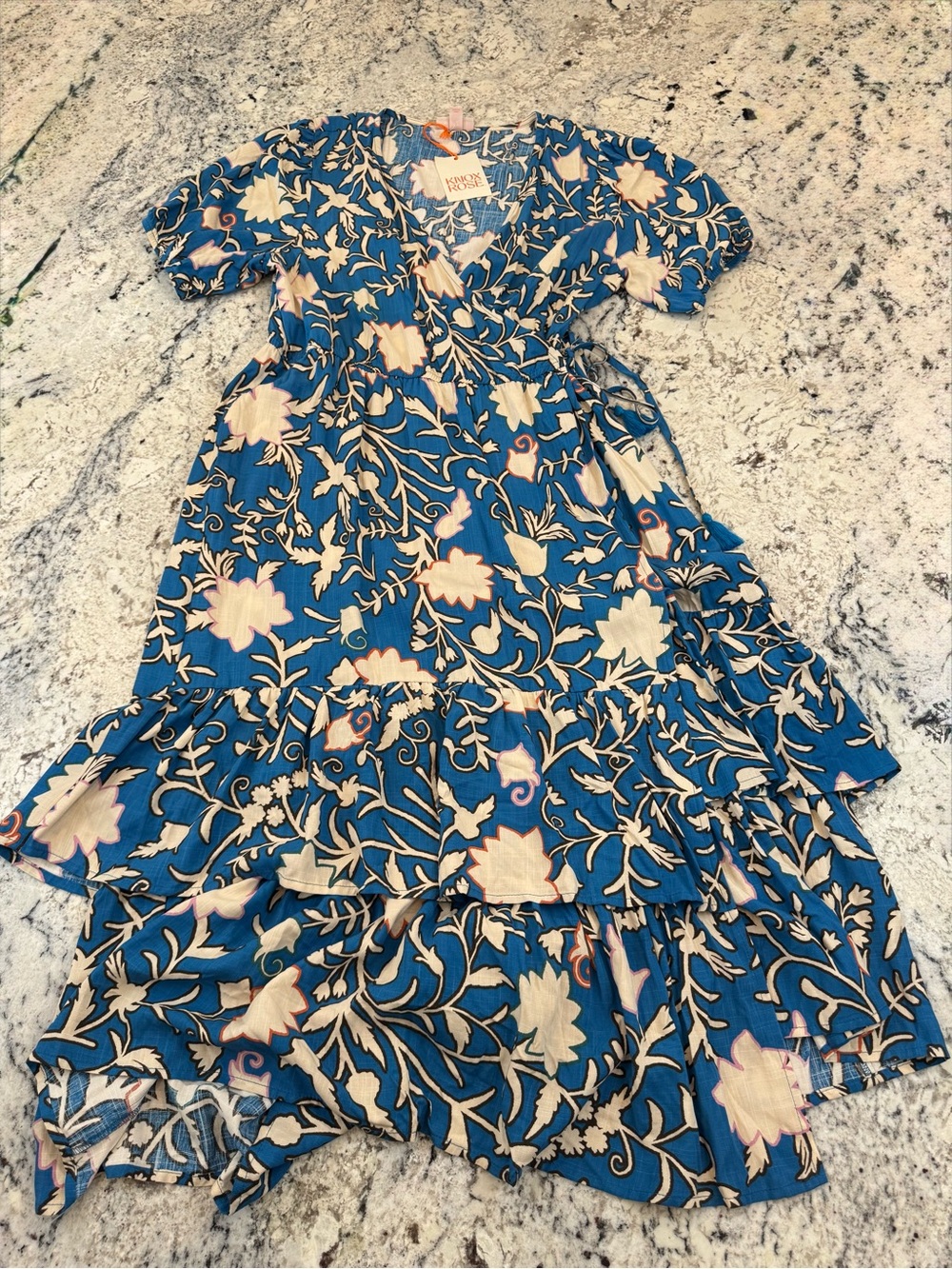 Knox Rose Royal Blue Floral Maxi Dress with Puff Sleeves - Picture 4 of 10